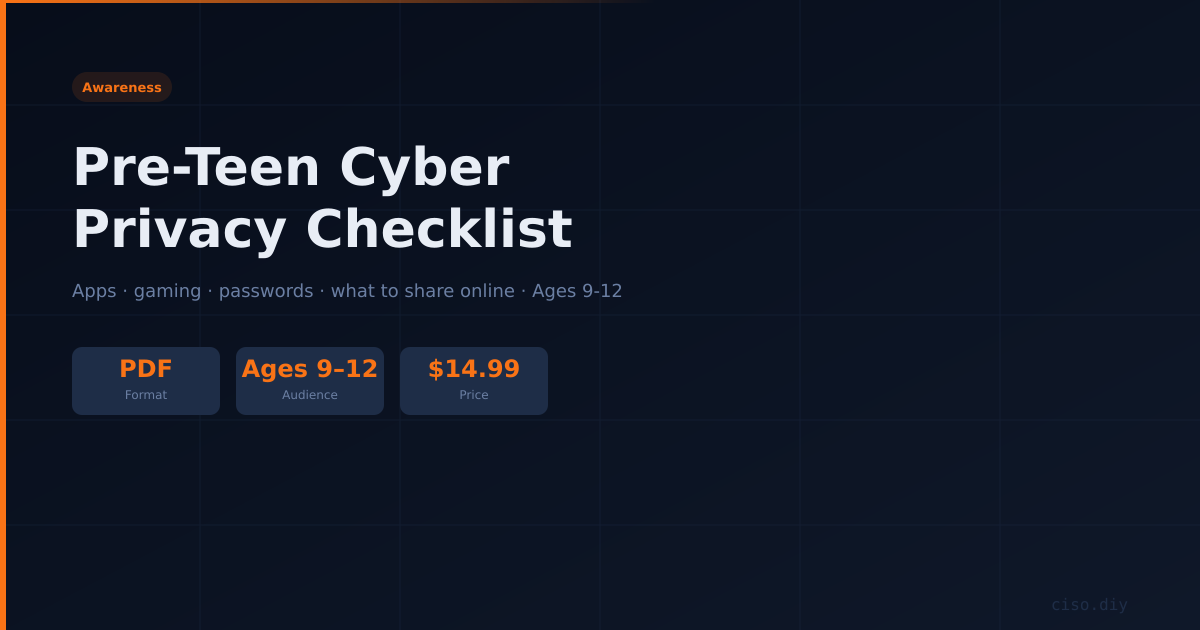 Pre-Teen Cyber Privacy Checklist preview