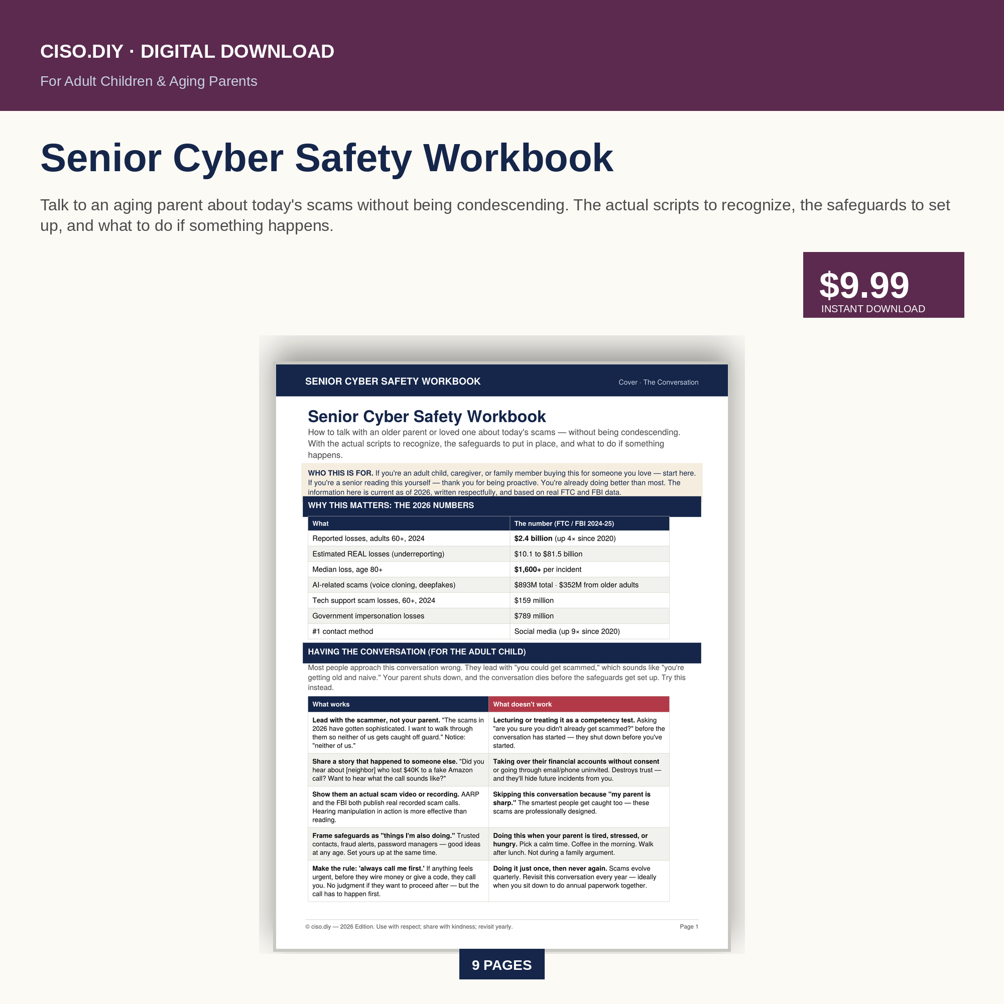 Senior Cyber Safety Workbook preview